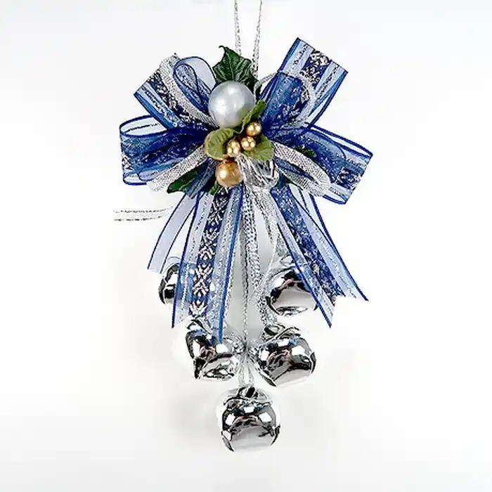 Елочные украшение, GLOBAL CHRISTMAS, Kолокольчики, Серебристый / Синий, Металл