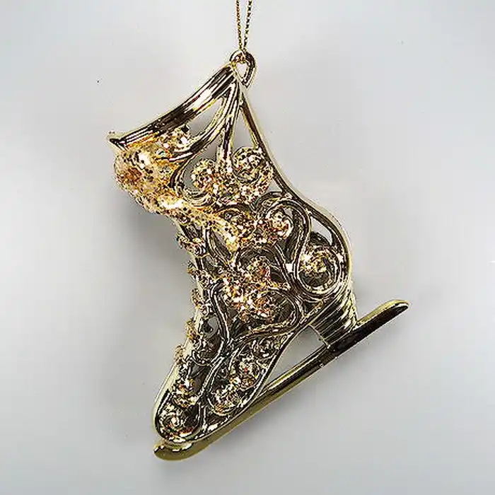 Елочные украшение, GLOBAL CHRISTMAS, Коньки, Золотистый, Акрил