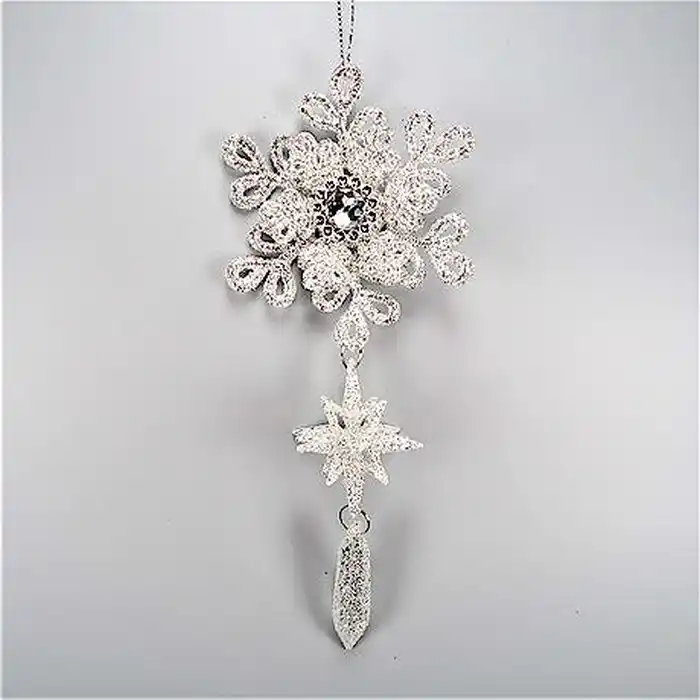 Елочные украшение, GLOBAL CHRISTMAS, Снежинка, Cеребристый, Акрил