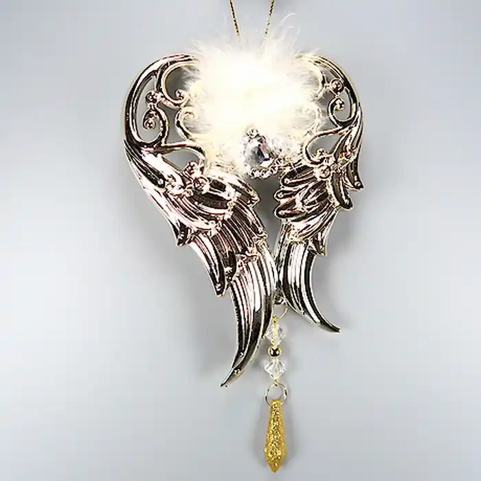 Елочные украшение, GLOBAL CHRISTMAS, Крылья, Золотистый, Акрил