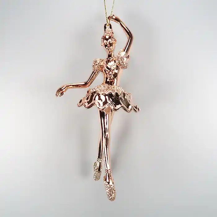Елочные украшение, GLOBAL CHRISTMAS, Балерина, Rose Gold, Акрил