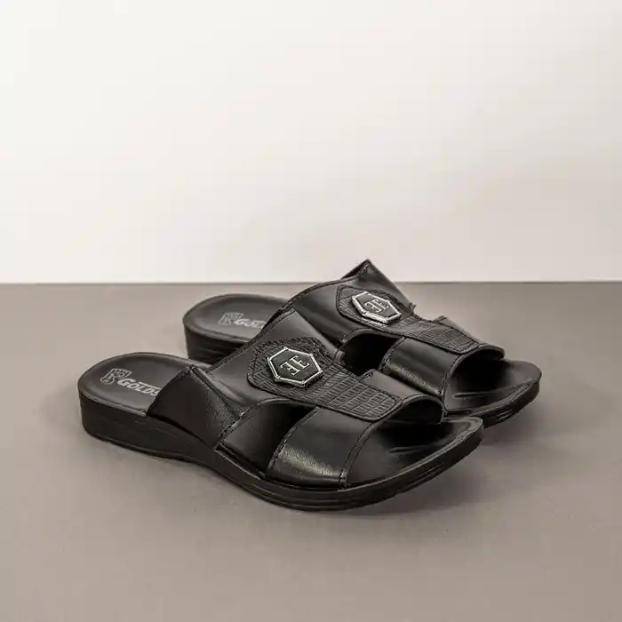 Шлепанцы мужские, GOLD STAR, 40-45, Черный, Эко Кожа