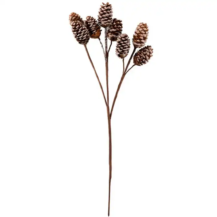 Ветка новогодняя, GLOBAL CHRISTMAS, Шишки, Коричневый, 40см