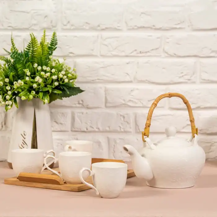 Чайный набор Керамика, Белый, 6 предметов