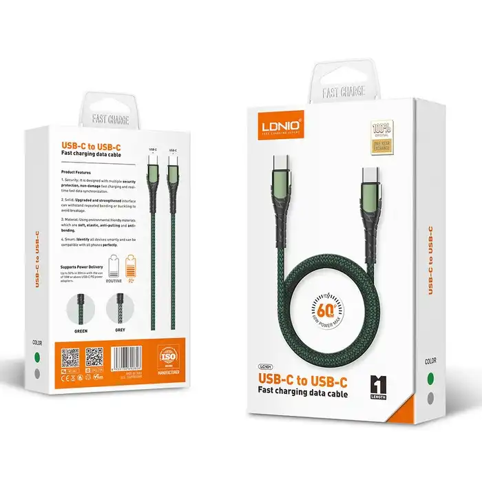 Купить  Аксессуары - Usb кабель, LDNIO, TYPE-C-TYPE-C, 1м, 65 Вт..