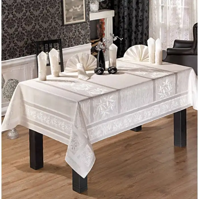 Скатерть, BIRHOME, 2.2м, 1,60м, 8 человек, 9 предметов, Полиэстер, Капучино