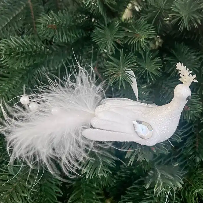 Елочные украшение, GLOBAL CHRISTMAS, Птица, 17см, Белый