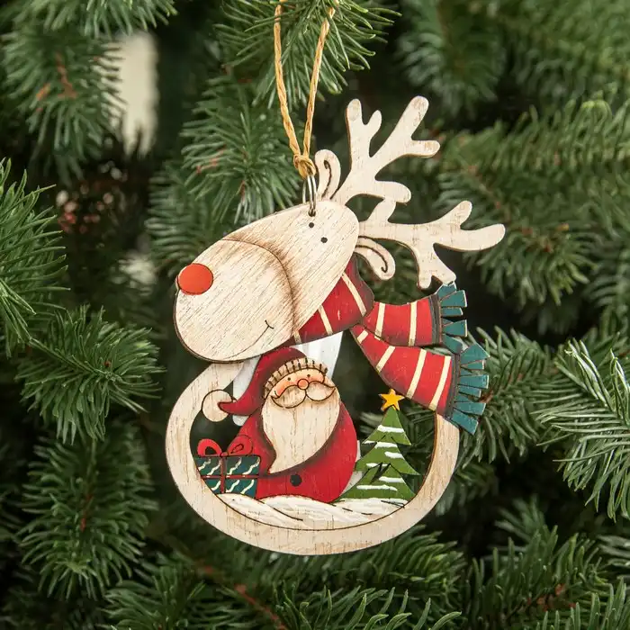 Новогоднее украшение снеговик, GLOBAL CHRISTMAS, 12см, Дерево, Различные Цвета