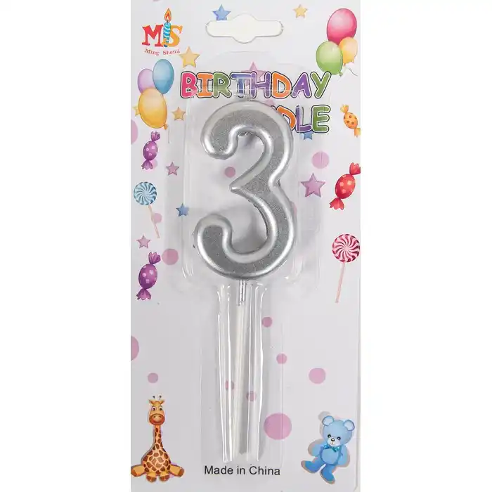 Свеча 7см, Cеребристый, Металлический, Парафин