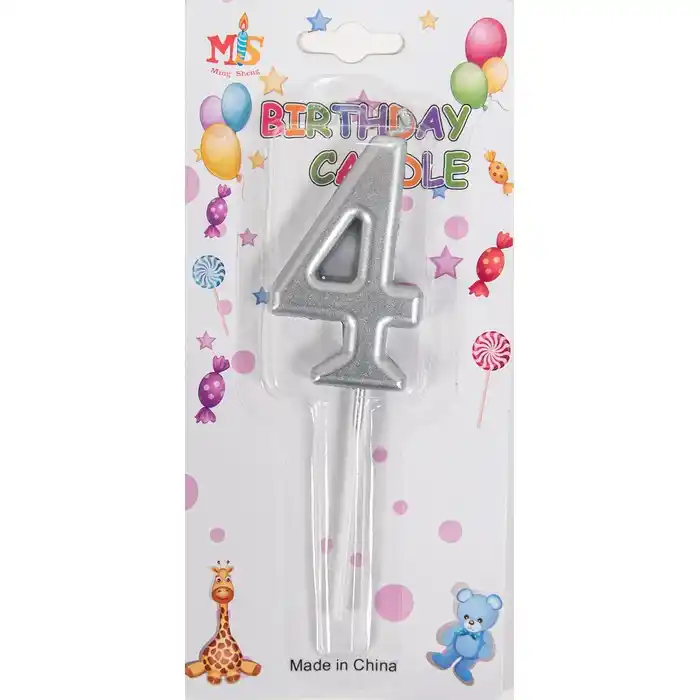 Свеча 7см, Cеребристый, Металлический, Парафин