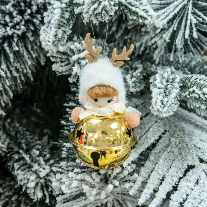 Новогоднее украшение, GLOBAL CHRISTMAS, 13см, Белый/Серебряный, Металл/Ткань