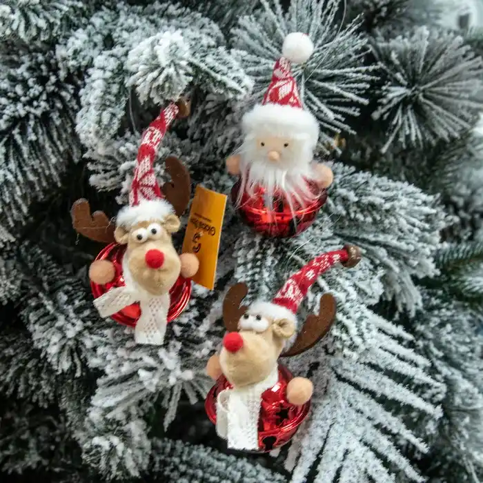 Новогоднее украшение, GLOBAL CHRISTMAS, 13см, Красный/Белый, Металл/Ткань