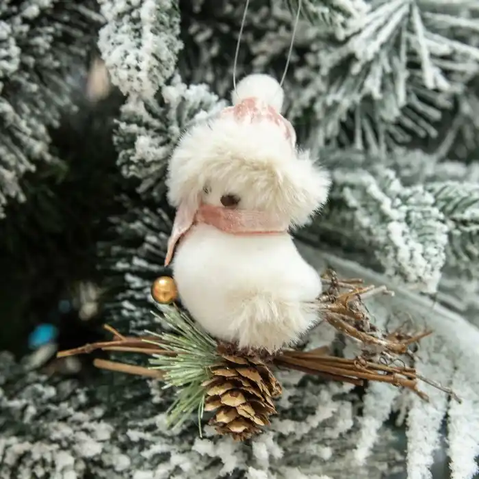 Новогоднее украшение, GLOBAL CHRISTMAS, 13см, Белый/Розовый