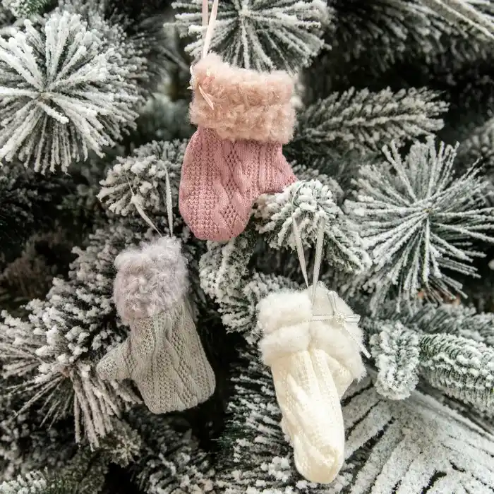 Новогоднее украшение, GLOBAL CHRISTMAS, 17см, Белый/Серый/Розовый, Текстиль