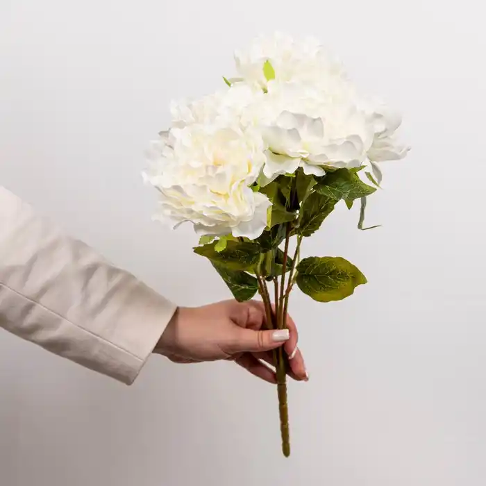 Искусственный букет Пион, Белый, 43см