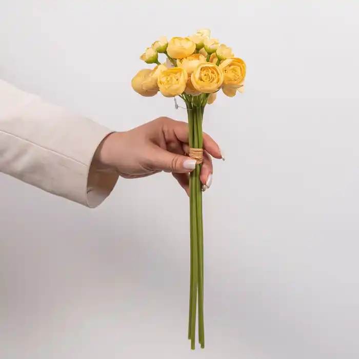 Искусственный букет Пион, Желтый, 39см