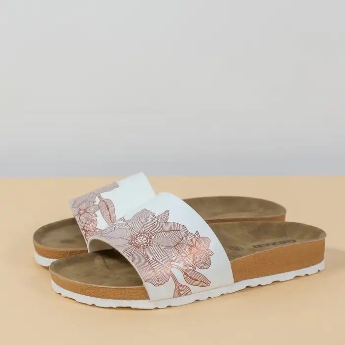 Женские тапочки, GEZER, 36-40, Белый/Бежевый, Эко Кожа, Полиуретан