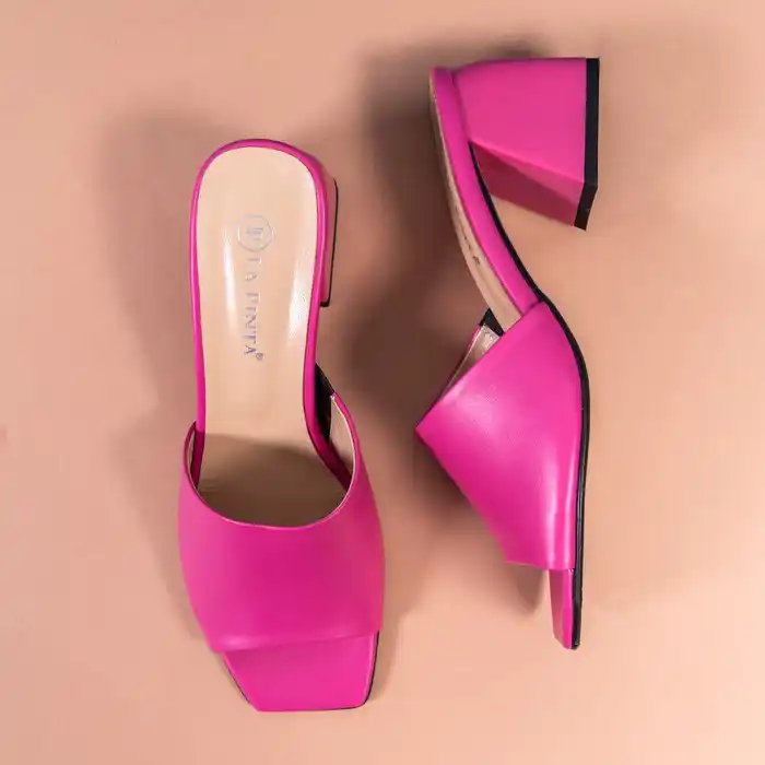 Женские тапочки, LA PINTA, 36-40, Фуксия, Натуральная кожа, Резиновая Подошва