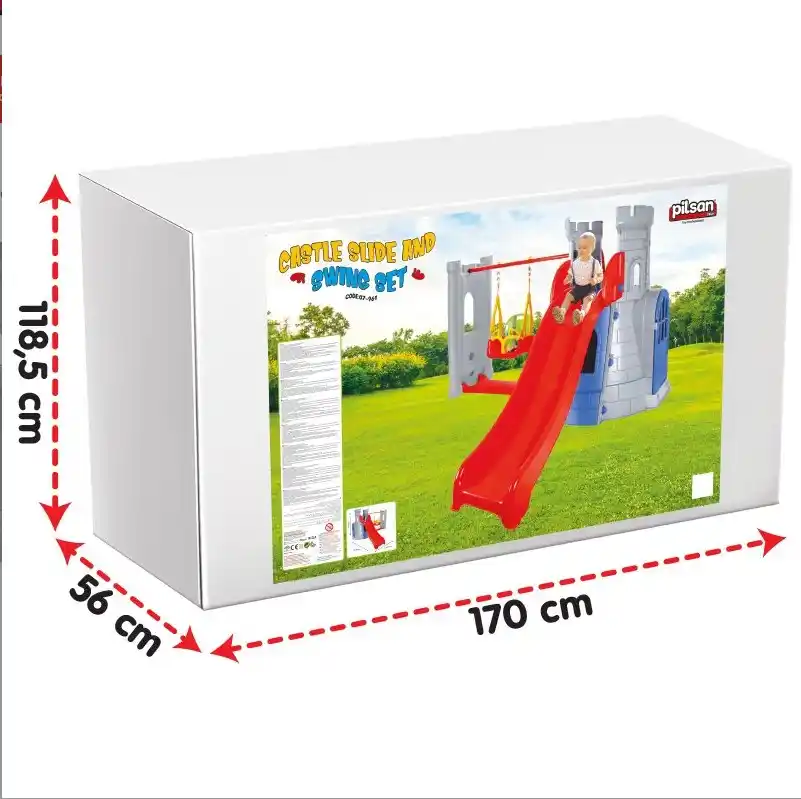Complex de joc Castel cu tobogan și leagăn (disponibil în 2 culori)