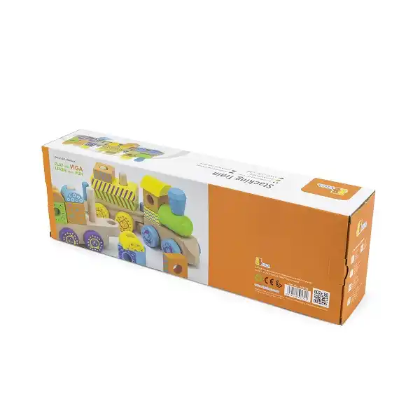 Деревянный поезд-пирамидка с кубиками