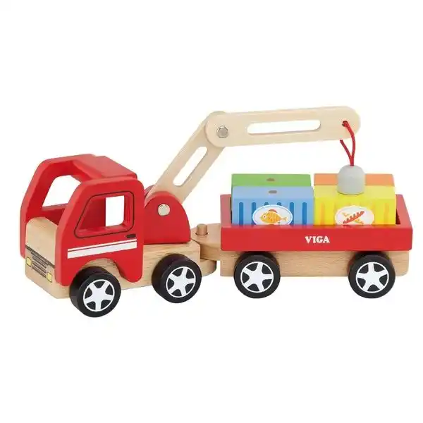 Машинка "Aвтокран с прицепом и кубикам"