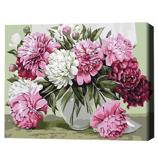 Pictură pe numere 40*50 сm (fără cutie)  – Buchet de bujori de casă