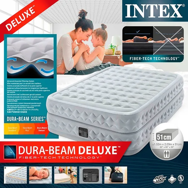 Saltea VELUR 152x203x51cm cu pompa incorporata, DELUXE