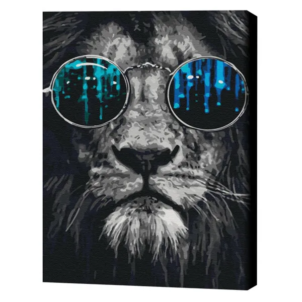 Pictură pe numere 40*50  cm (în cutie) – Leul in ochelari
