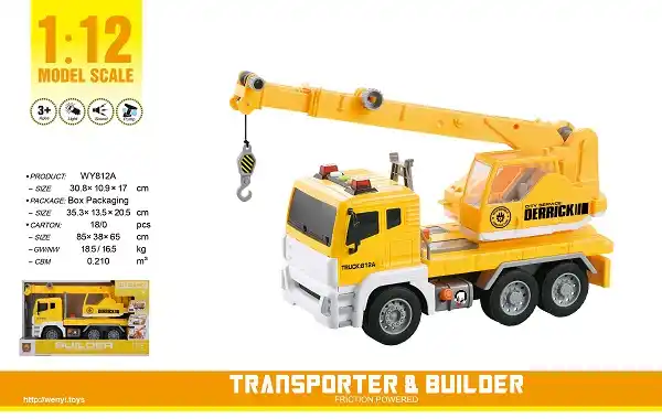 1:12 Инерционный Грузовик с краном (свет / звук)