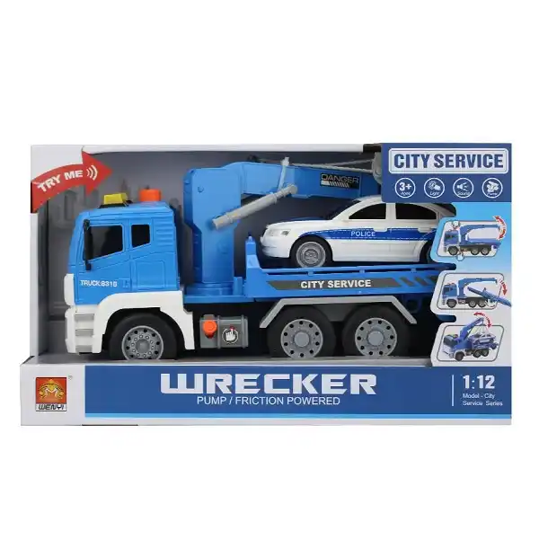 1:12 Инерционный Эвакуатор  с машинкой полиции (свет / звук)