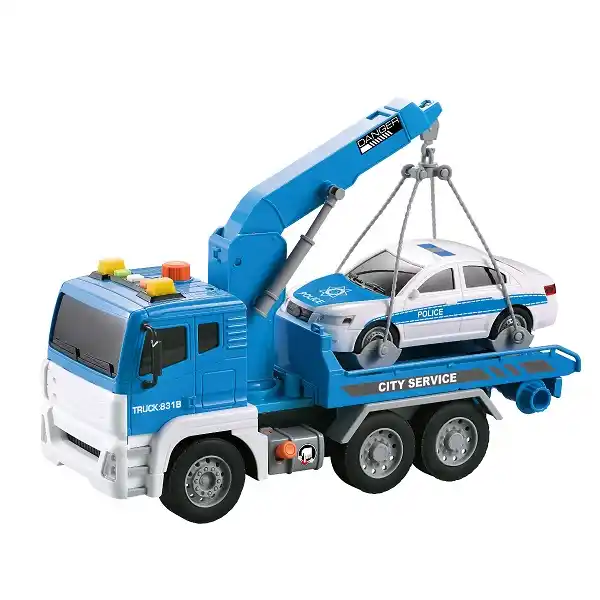 1:12 Инерционный Эвакуатор  с машинкой полиции (свет / звук)