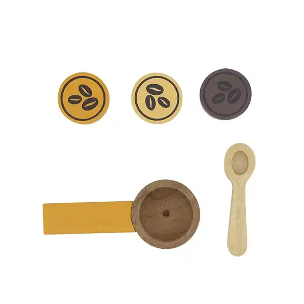 Set de joaca din lemn “Aparat de cafea”, 6 piese
