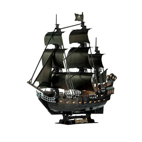 3D Puzzle Corabie de pirati„Răzbunarea Reginei Anne” cu iluminare LED, 293 elemente