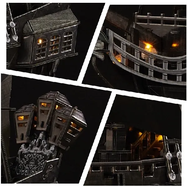 3D Puzzle Corabie de pirati„Răzbunarea Reginei Anne” cu iluminare LED, 293 elemente