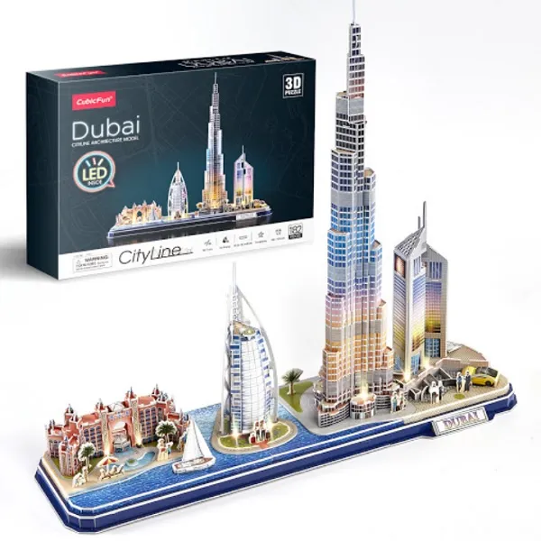 3D Puzzle „Dubai” cu iluminare LED, 182 elemente