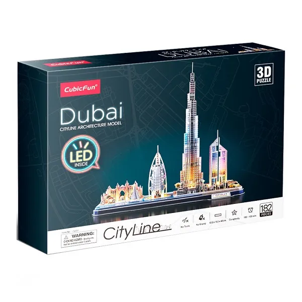 3D Puzzle „Dubai” cu iluminare LED, 182 elemente