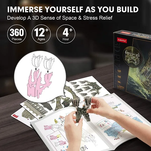 3D Puzzle „Olandezul zburător” cu iluminare LED, 360 elemente