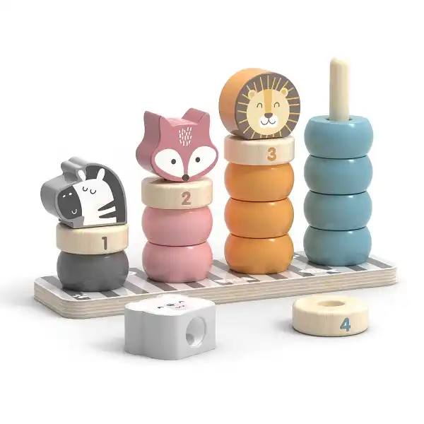 Деревянный сортер-пирамидка "Зверята"