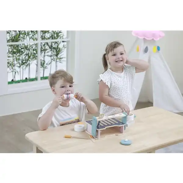 Детская плита с посудой и грилем