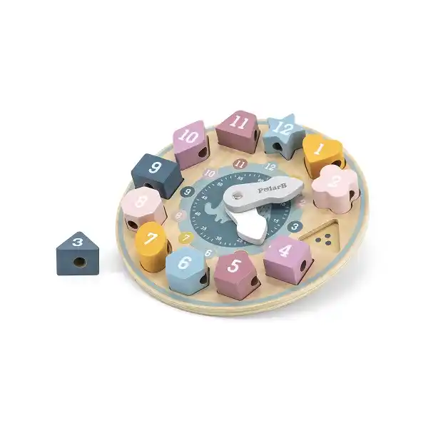 Деревянный сортер-шнуровка "Часы"