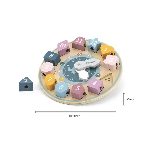 Деревянный сортер-шнуровка "Часы"