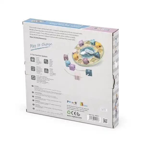 Деревянный сортер-шнуровка "Часы"