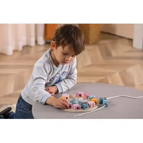 Деревянный сортер-шнуровка "Часы"