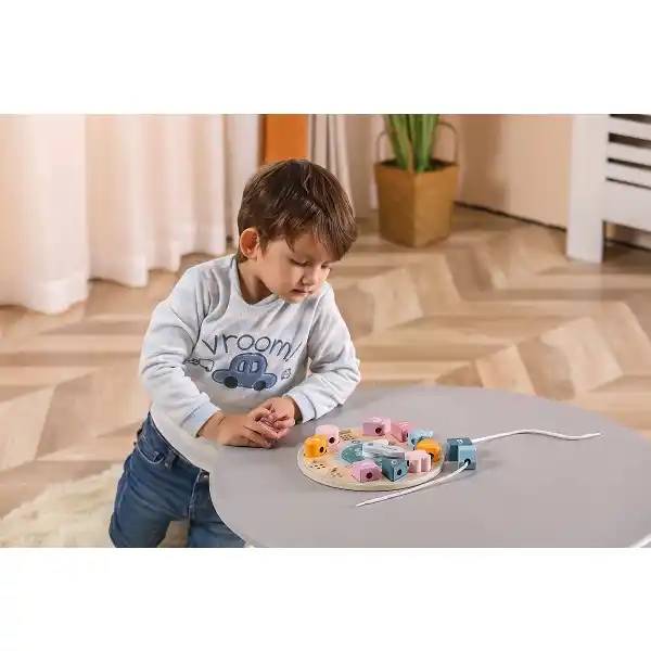 Деревянный сортер-шнуровка "Часы"