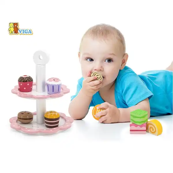 Деревянный набор “Десерт для чаепития на подставкe”