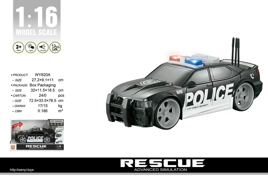 1:16 Mașină de poliție cu fricțiune (lumini /sunete)