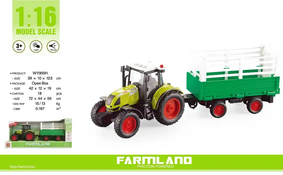 1:16 Инерционный трактор «Trailered Farm Tractor» (свет / звук)
