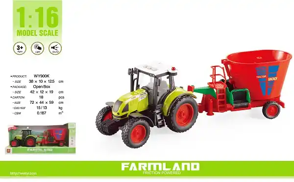 1:16 Инерционный трактор «Trailered Farm Tractor» (свет / звук)