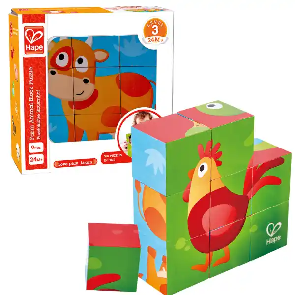 Набор деревянных кубиков “Ферма”, 9 шт