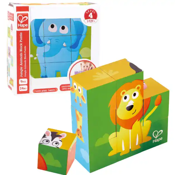 Набор деревянных кубиков “Джунгли”, 9 шт.